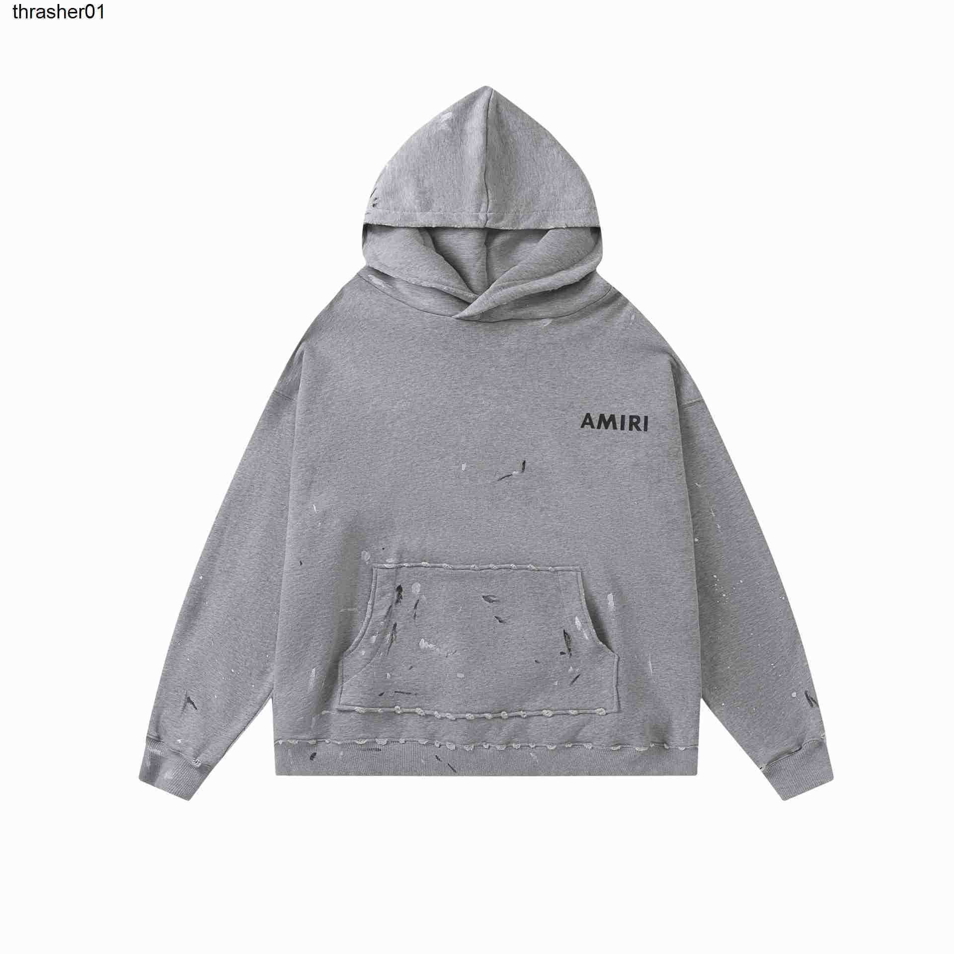 Sweatshirts de créateurs pour hommes Amirs Ink Splash Hole brisant les hommes Homme Fashion Streetwear Sweetwear