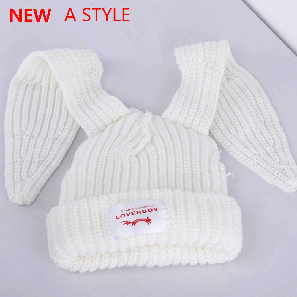 

Beanie/Skull Caps 2022 Winter Skullies Cute Women Long rabbit ears fox Hat Crochet Knitted Hat Costume Beanie Hats christmas Gift Hip-hop Cap T221020, A-black