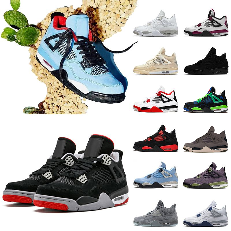 

Bred 4 4s Mens shoes Jumpman Fire Red Thunder Sail White Oreo A Ma Maniere Black Cat University Blue Midnight Navy Military Canvas Men Women Sneakers Sports Trainers, C38 unions 36-47