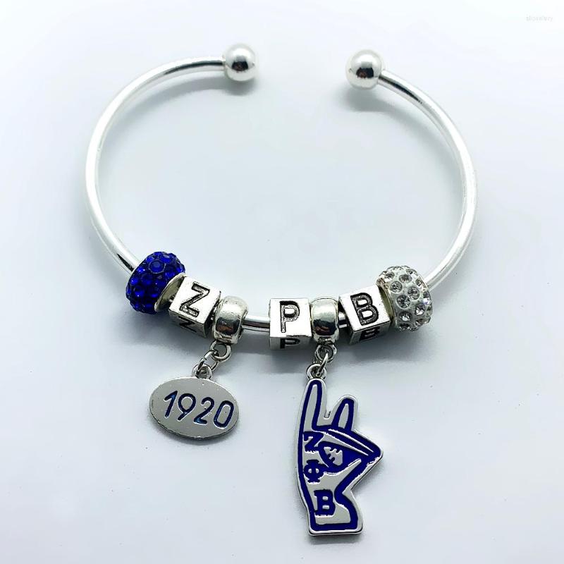 

Charm Bracelets Exquisite Greek Society ZETA PHI BETA Sorority Symbol ZPB 1920 Pendant Big Hole Beads Letter Bracelet