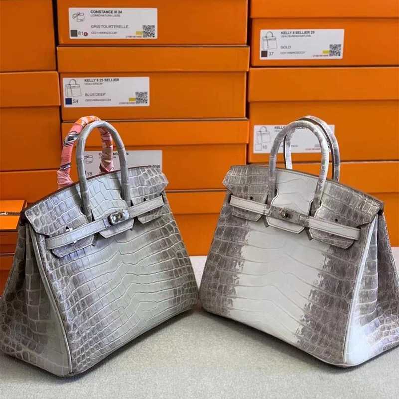 

Designers Handbags Birkin Bags Designer High End Full Hand Sewing Queen Himalaya Bk30 Crocodile Skin Women's Large Capacity Ayw Classical Larger, Sky blue