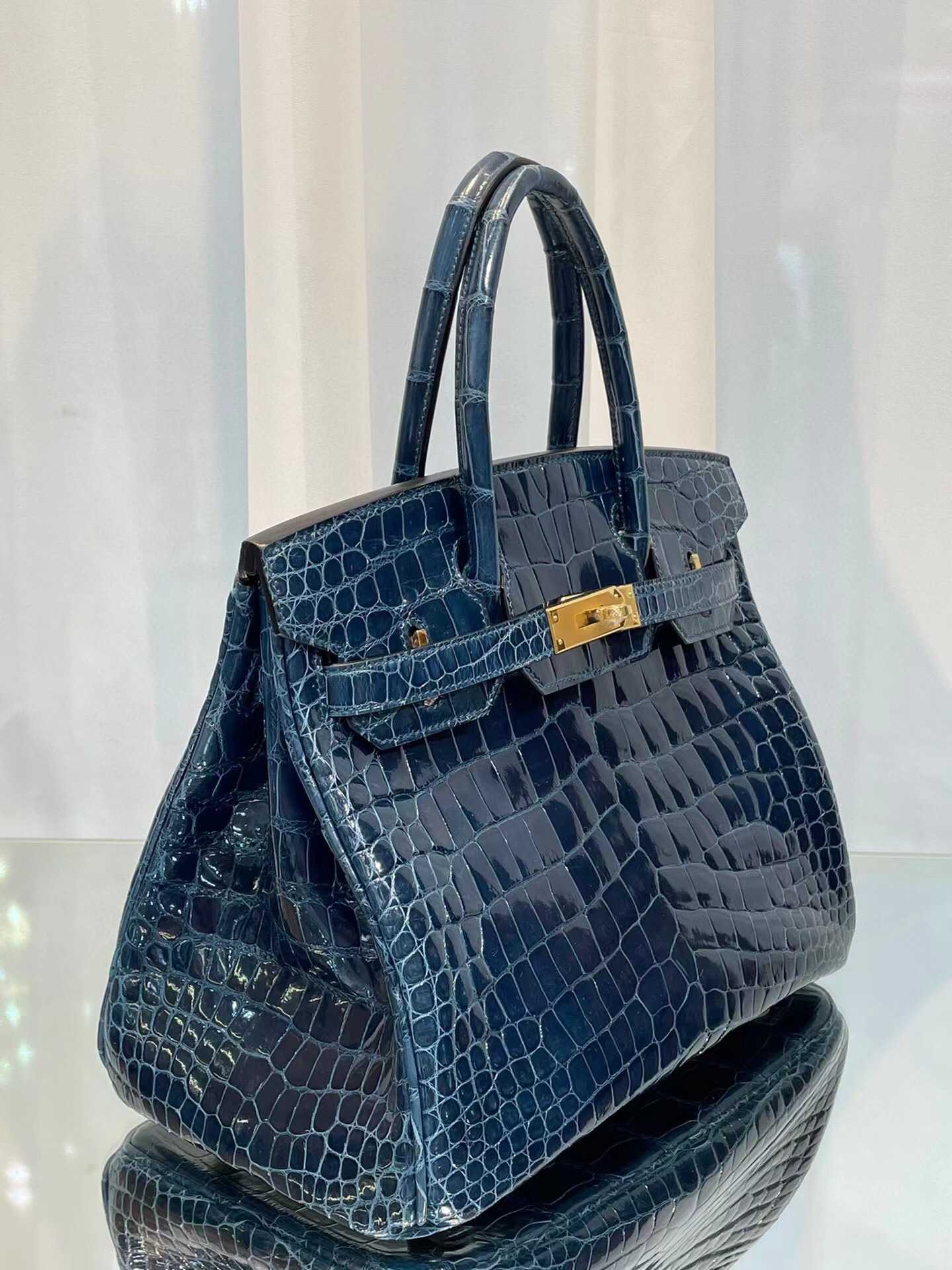 

Designer Luxurys Women Totes Handbags Handle h home Capacity Pocket Genuine Leather Crocodile Pattern Gold Hardware European and American Z6L3, Sky blue