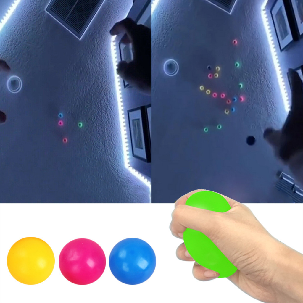 

Decompression Toy 45 60mm Stick Wall Ball Glowing Fidget Squash Xmas Sticky Target Throw Stress Reliefer Kids Gift 221019