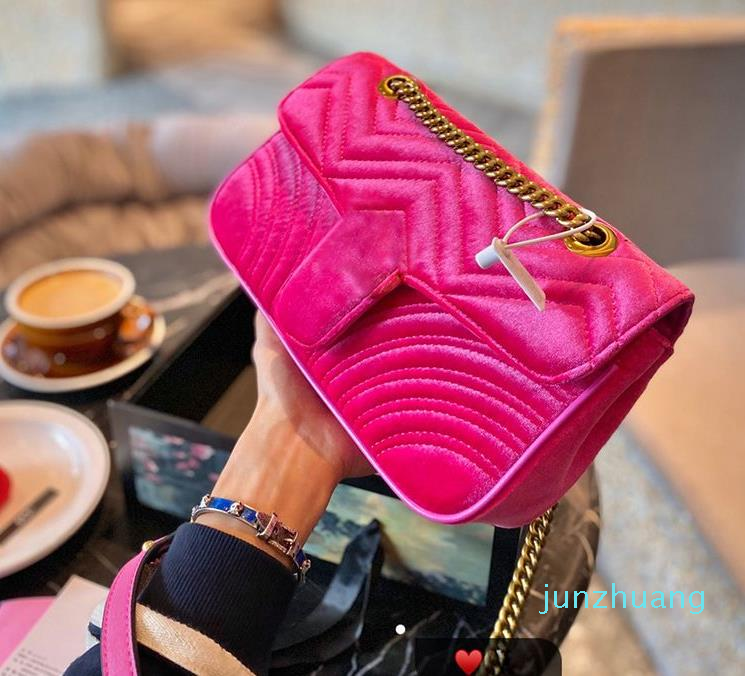 

Designer -handbags chain shoulder crossbody bags luxury women top quality designer good hardware girl fashion velvet shopping bag purse 4color, Blue