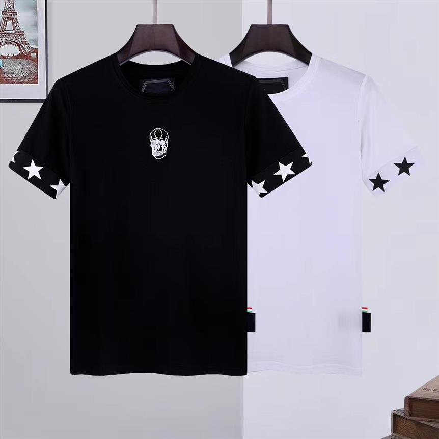 

2021 Plain Men Luxury T Shirts Cotton Women Clothes Funny Short Sleeve O Neck Tees Printing Phillip T-Shirts PP273G, Black