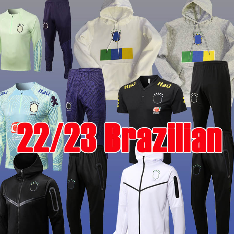 

22 23 Brazils Football Tracksuits Hoodies Sweater 2022 2023 Soccer Sets VINI JR G.JESUS brasil training suit jacket sportswear jogging Tracksuits long sleeve Hooded, D673# 22 23