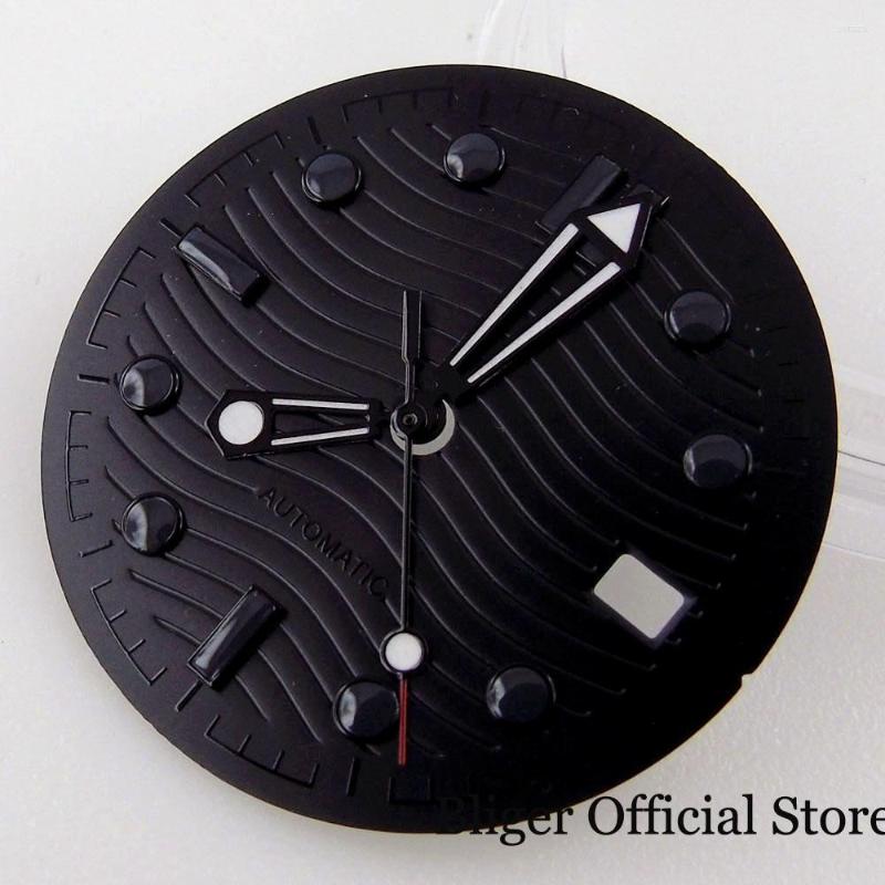 

Watch Repair Kits 007 Whole Black Dial 31mm Fit NH35A Movement Hand Calendar Window Steel Face