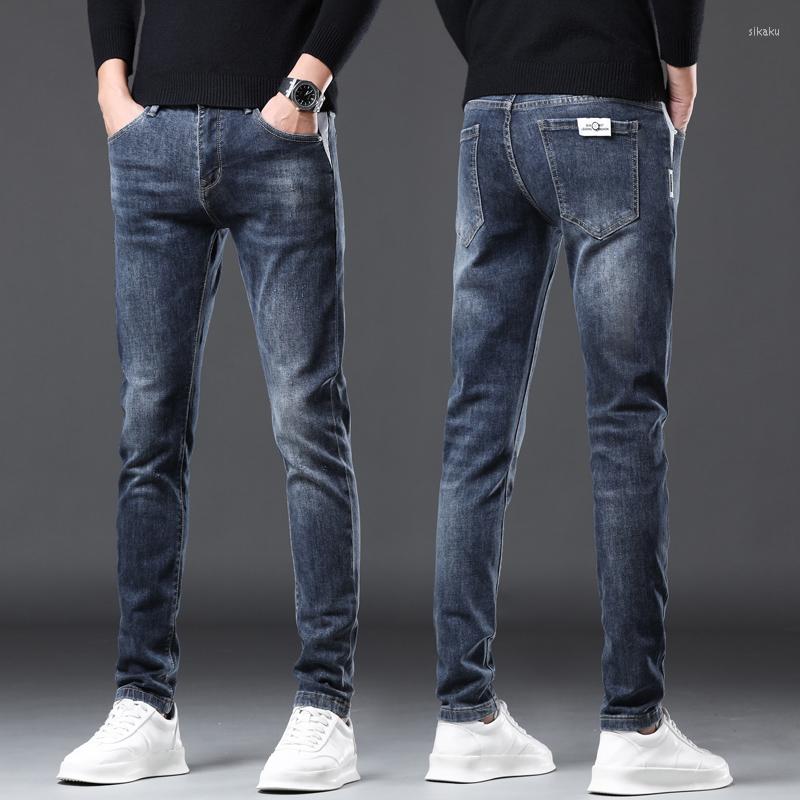 

Men's Jeans Skinny Men Dark Blue Stretch 2022 Spring Slim Fit Denim Pants Streetwear Fashion Designer Men's Clothing Brand