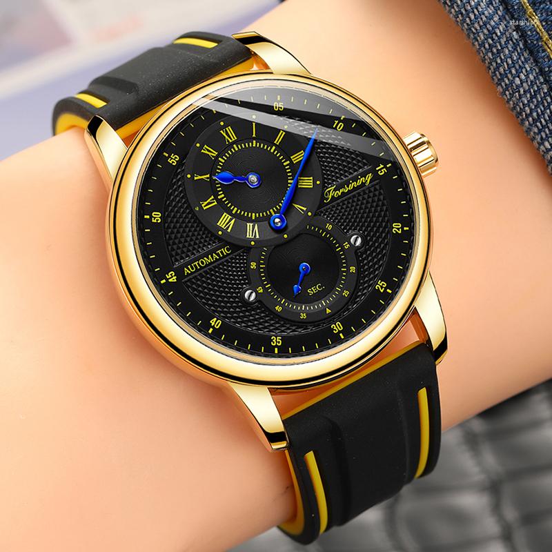 

Wristwatches Forsining Luxury 2022 Casual Design Sport Series Automatic Watch Men Male Mechanical Wristwatch Silicone Strap Relogio, Fsg8203l