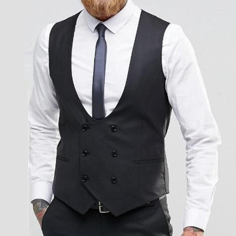 

Men's Vests Double Breasted Slim Fit Waistcoat For Men One Piece Black Suit Vest Custom Male Fashion Clothes Coat Arrival, Royal blue