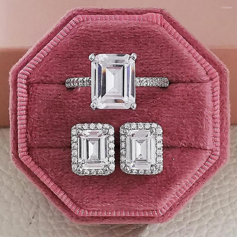 

Necklace Earrings Set 2pcs Pack Silver Color Bride Jewelry Engagement Ring Round Stud Earring For Wedding Christmas Gift Party J4744, Picture shown