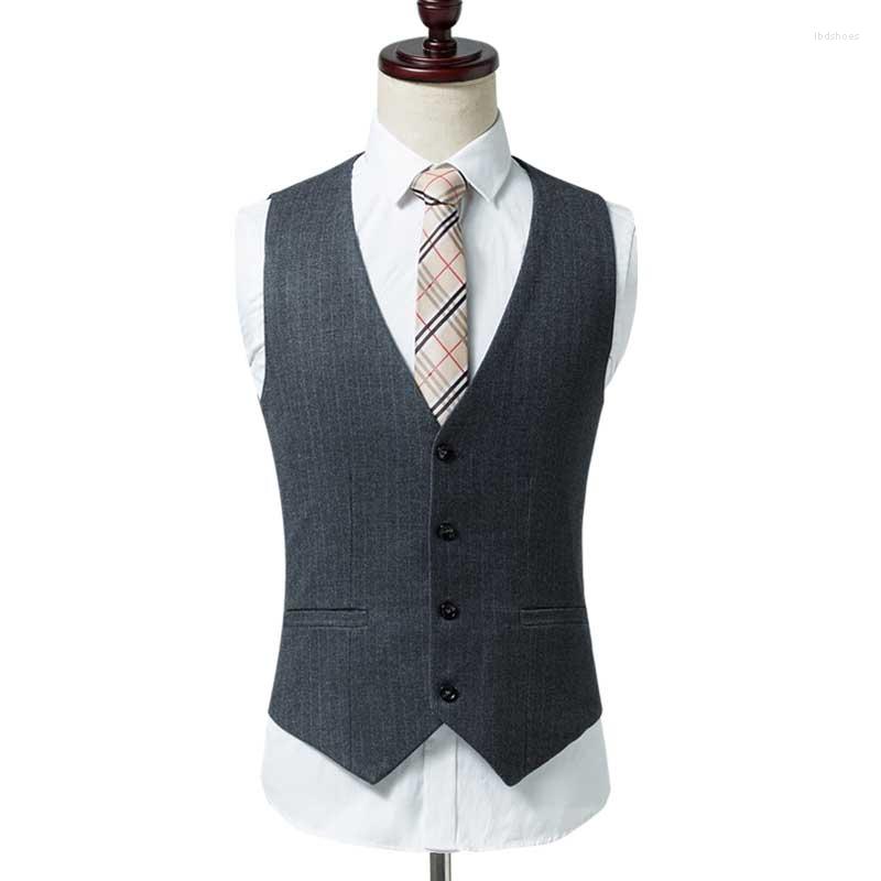 

Men' Vests Spring Autumn Slimming Stripped Suit Vest Men Formal Stage Office Wedding Dress Waistcoat Casual England Retro British 6XL, Gray