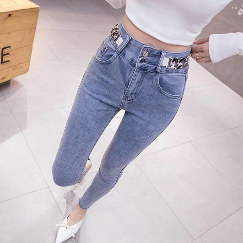 

Women' Jeans Spring Vintage Black Elastic Skinny Denim Women High Waisted Waist Stretch Female Casual Blue Pencil Leggings Pants, Picture shown