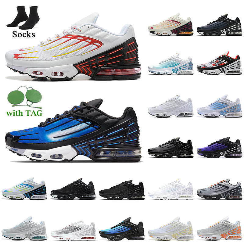 Tnplus Chaussures De Course Femmes Hommes Plus Tn 3 Laser Blus Mesh Triple White Sliver Light Bone Noir Gris Marine Obsidian Ghost Green Aqua Rad