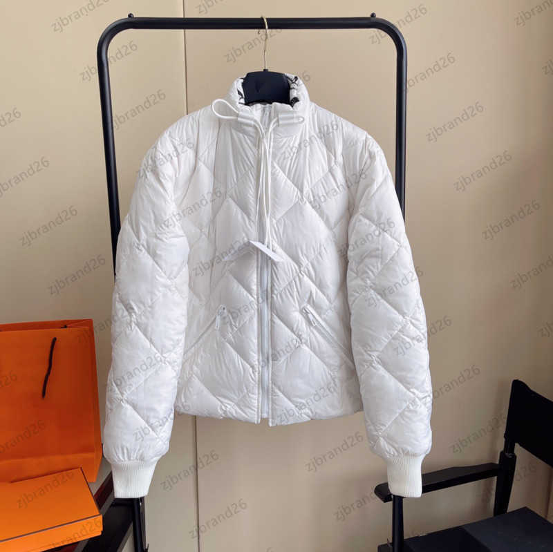 

Puffer Coat Women Down Parkas Rhomboid Zipper Pockets Puffer Jacket Reversible Printed Lining Beam Sleeve Outerwear Warm Joker Womens Winter Coat 1970