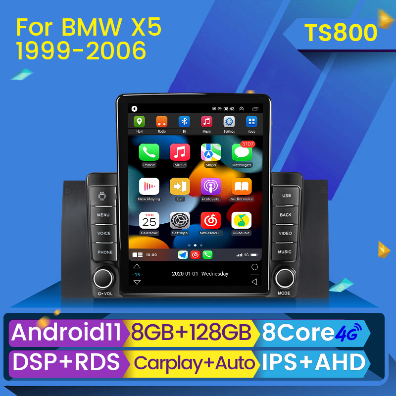 

Car dvd Radio Multimedia Video Player 8G Android 11 Carplay for BMW 5 E39 E53 X5 1995-2006 Navigation GPS 2 Din