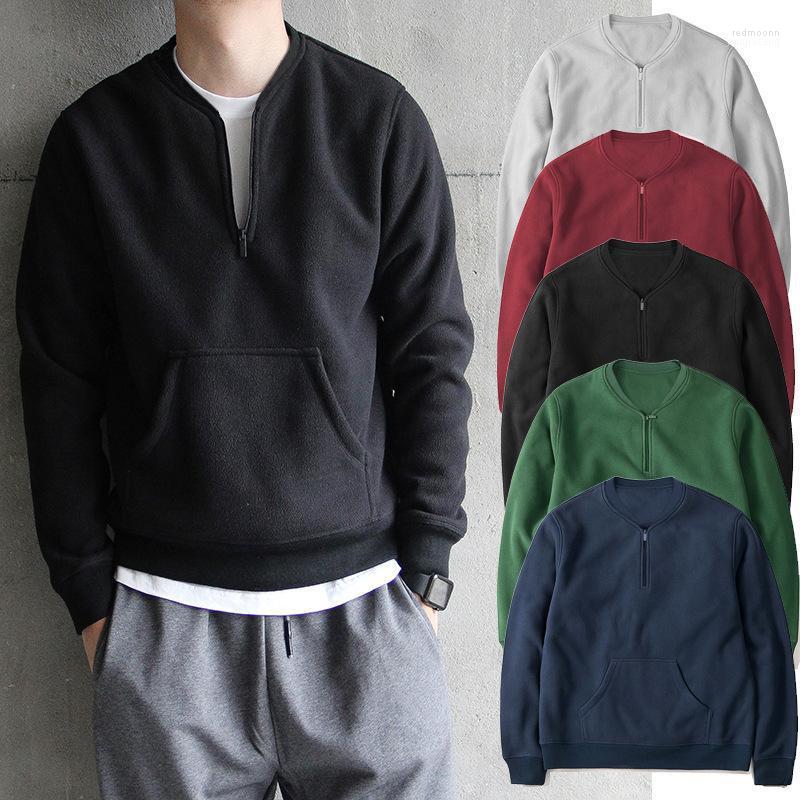 

Men' Hoodies Men' & Sweatshirts 2022 Round Neck Pullover Long Sleeve Sweatshirt Solid Color Zipper Thread European American Casual, Black
