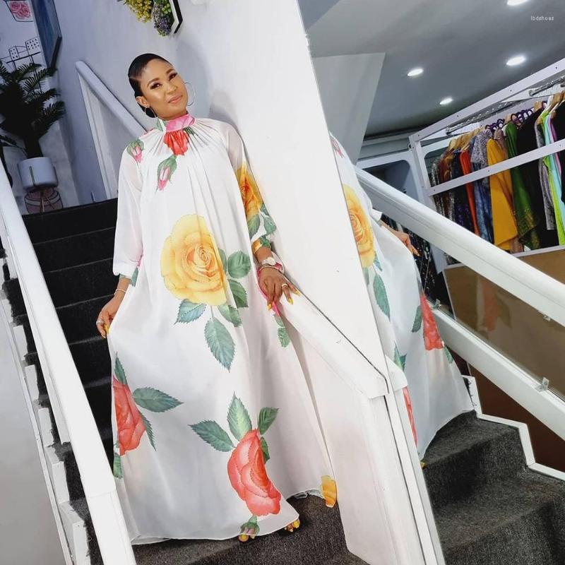 

Casual Dresses African Mom Fashionable And Comfortable Chiffon Printed Diamonds 2-piece Set With Inner Skirt, White