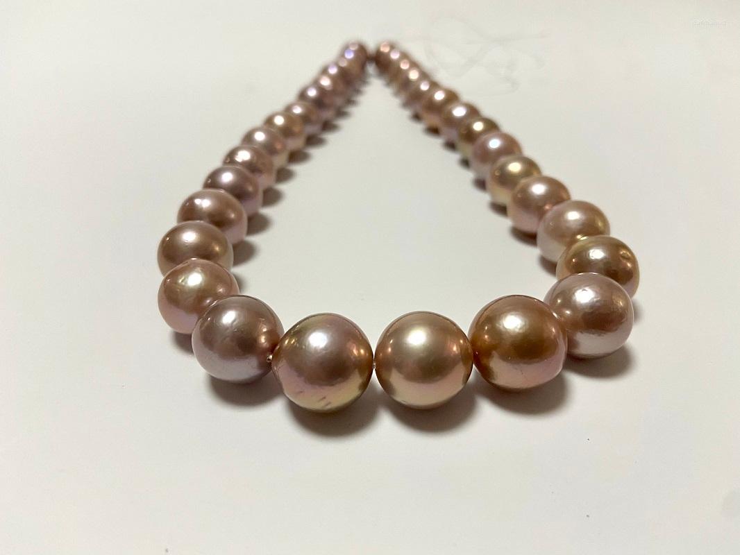 

Chains Fine 12-14mm Natural Pearl Necklace For Women Round Light Golden South Sea Beads Wedding Party Jewelry Gifts Clasp
