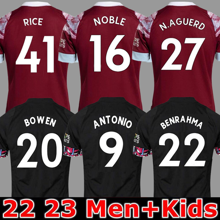 Soccer Jersey 22 23 Home Noble West Hams Anderson United Rice Bowen Antonio Benrahma 2022 2023 THIRT DE FOOTBALL