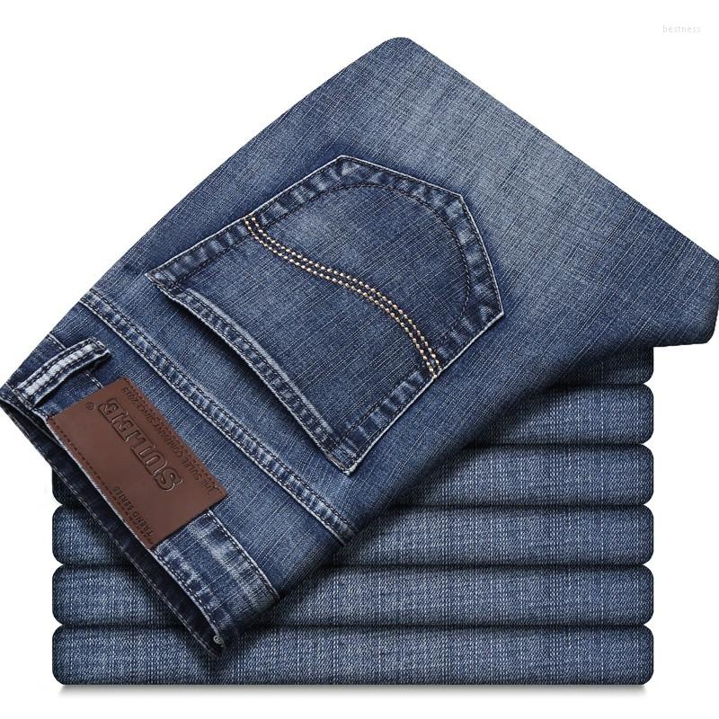 

Men's Jeans 2022 Sulee Brand Business Retail Wholesale Men Pants Leisure Casual Zipper Straight Cotton Biker, Blue grey
