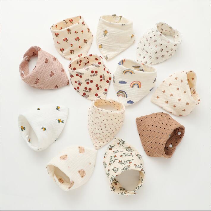 

Baby Bibs Muslim Burp Cloths INS Toddler Gauze Cotton Bandana Printed Infant Saliva Towel Dribble Bibs Pinafore Fashion Newborn Triangle Head Scarf BC134