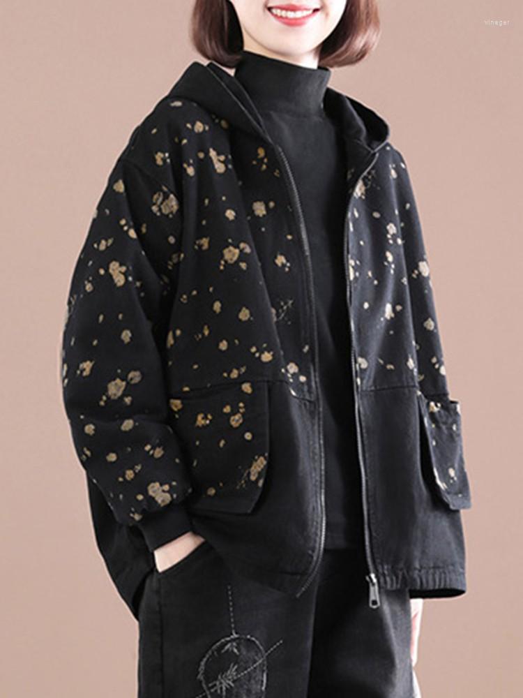 

Women's Jackets Women Casual Hooded Arrival 2022 Autumn Vintage Style All-match Loose Comfortable Female Outerwear Coats D455, Photo color