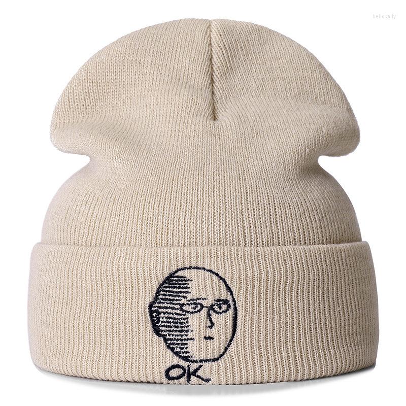 

Berets Anime Cotton Casual Beanies For Men Women Knitted Winter Hat Solid Color Hip-hop Skullies Unisex Cap, Black