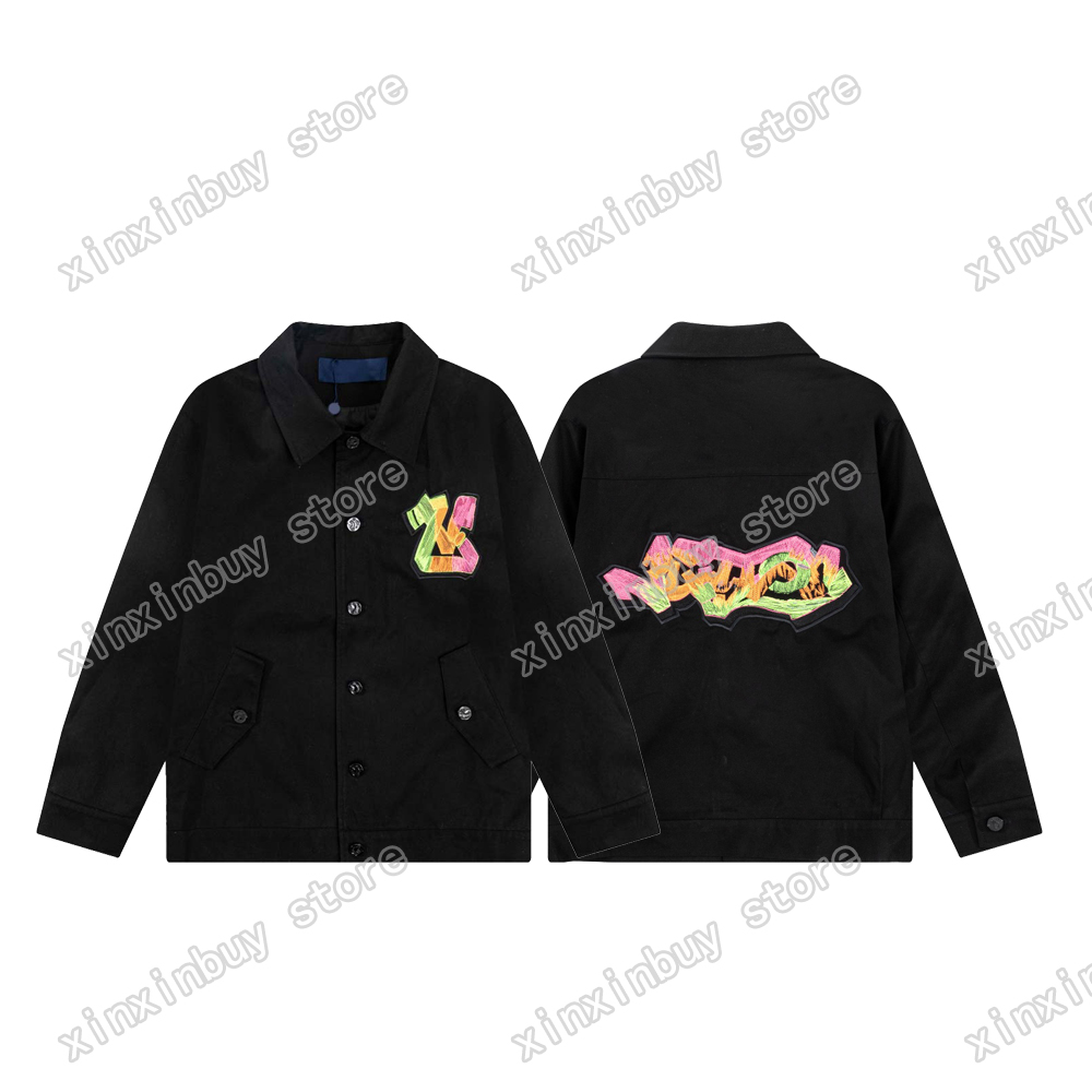 

xinxinbuy Men designer Coat Jacket Gradient Color letter embroidery long sleeve women Black blue gray M-3XL, Multi