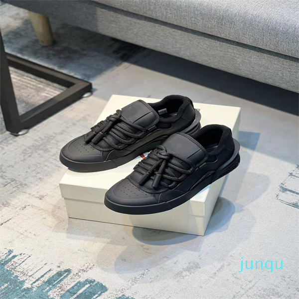 

Famous Brand Men Sneakers Shoes Low-top Calfskin Leather Trainers White Black Blue Man Skateboard Rubber Comfort Casual Walking 56