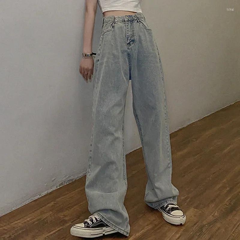 

Women' Jeans Womens Straight-leg Loose Thin Mopping Trousers Spring Autumn High-waist Drape Soft Hyun Elegant Denim Wide-leg Pants, Light blue