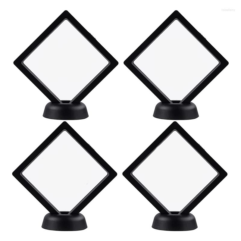 

Jewelry Pouches 4 Pieces Of Challenge Coin Holder 3D Floating Frame With Bracket Anti-Tarnishing Box Display Cabinet