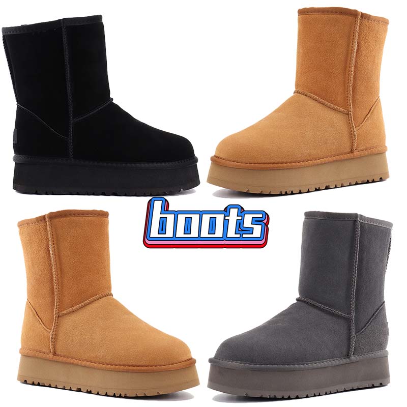 

Australia Snow Boot shoes Classic Short Platform Ankle Boots Black Charcoal Chestnut Fashion Women Comfort Winter Fall Designer Ankle Sheepskin Shearling shoe, Shoe box