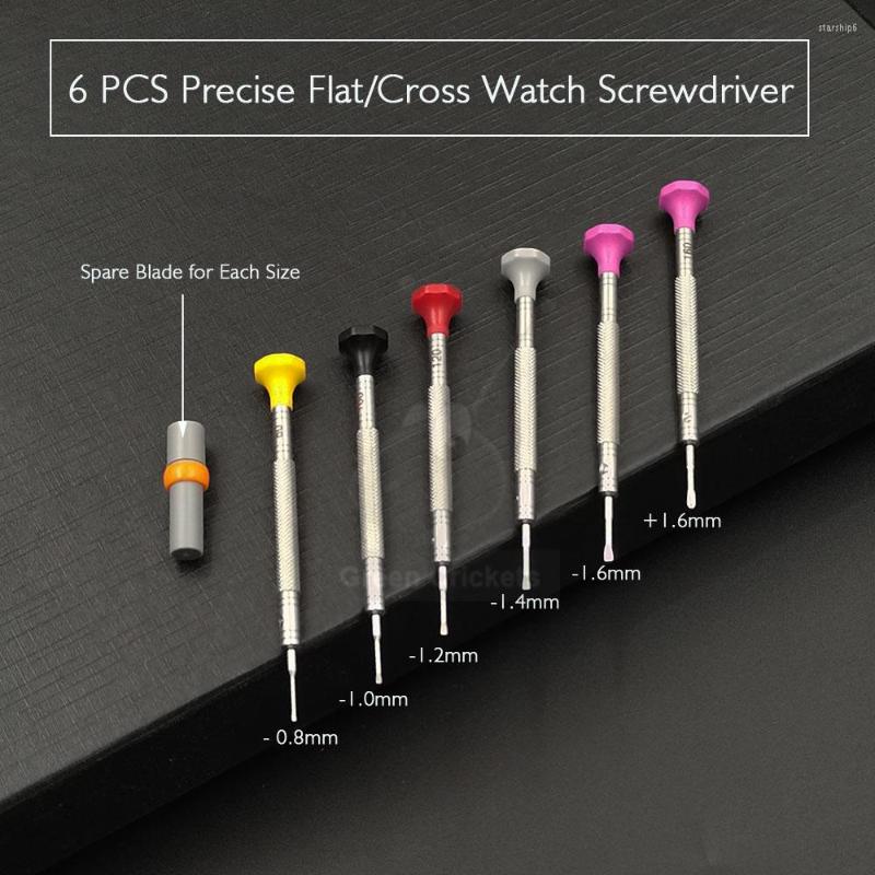 

Watch Repair Kits 6 PCS Precise Screwdriver Tool Kit Stainless Steel Flat Cross Set With Spare Blade For Watchmaker GC005