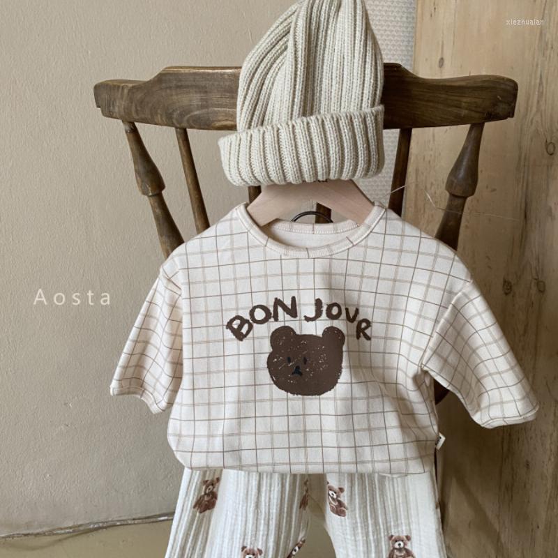 

Shirts Clothes Long Sleeve Tops T-Shirt Solid Sweatshirts Girls Baby Spring Autumn Clothing Born Boy Girl Simple Stripe, Apricot
