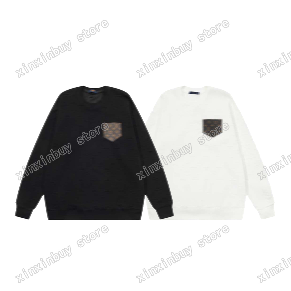 

xinxinbuy Men designer Hoodie sweater Jacquard letter fabric Leather pocket Paris cotton women black white blue purple XS-L