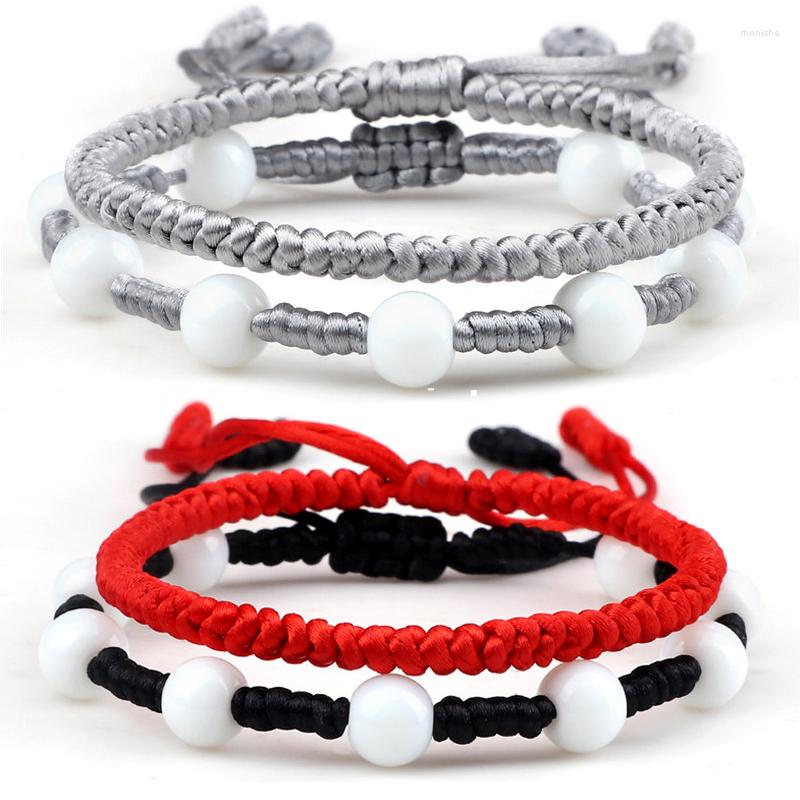 

Strand 2Pcs/set Handmade Rope Bracelet Men's 8mm White Porcelain Multiple Color Adjustable Friendship Bracelets&Bangles Women's