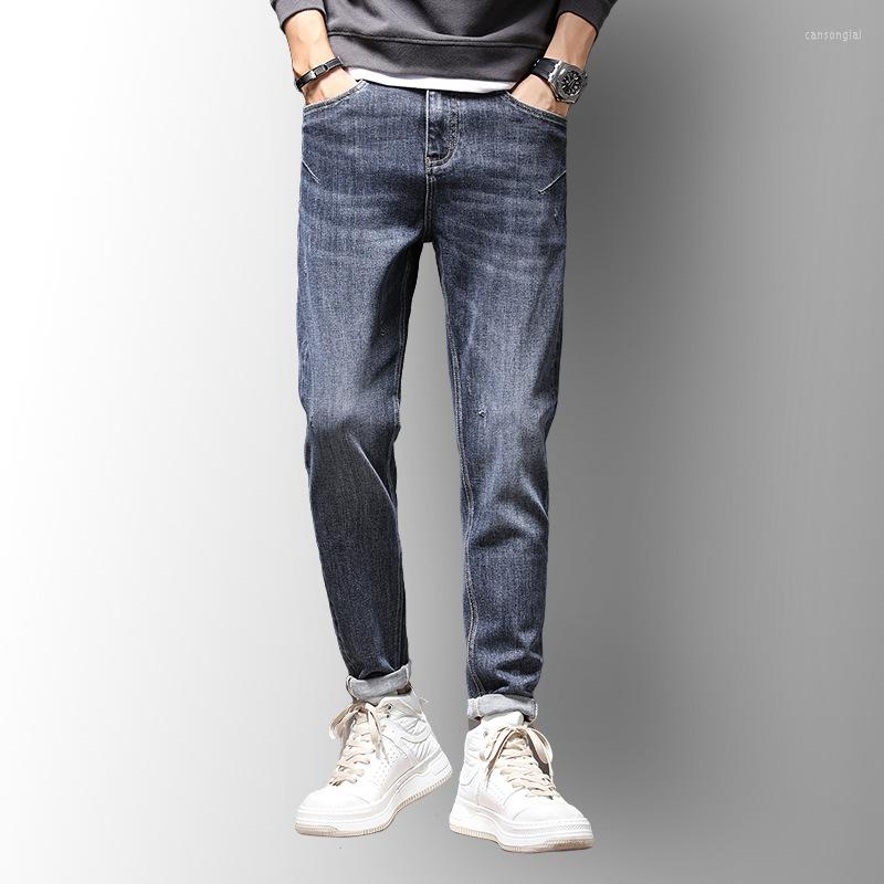 

Men's Jeans Men Men's Pants Ins Daddy Zipper Little Harlan Casual, Blue