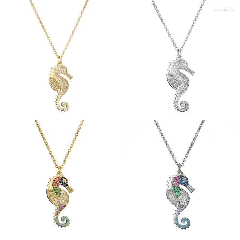 

Pendant Necklaces 2022 Arrival Lucky Necklace CZ Stone Colourful Seahorse For Women Men Drop Gift Jewelry