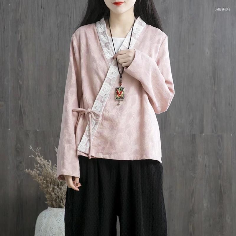 

Ethnic Clothing Chinese Style Women Clothes 2022 Cheongsam Top Traditional Shirt Blouse Cotton Hanfu Ladies Tops 11661