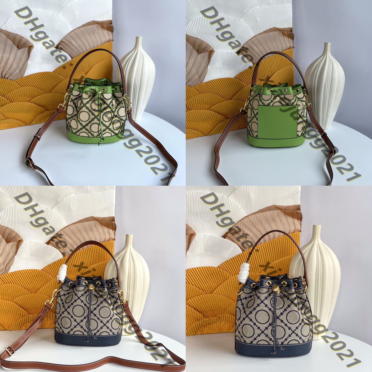 

Deluxe shoulder bags Fool Top Design Bucket shaped handbags Cross Body Purse chessboard pattern Each detail exudes youth, Yellow