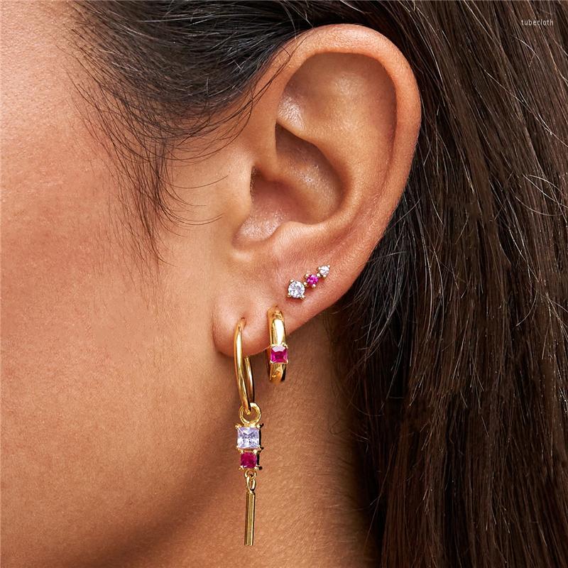 

Stud Earrings CANNER Wedding Earring Sets For Multiple Piercings Colored Zirconia Brinco Feminino Ouro 18k Original Women