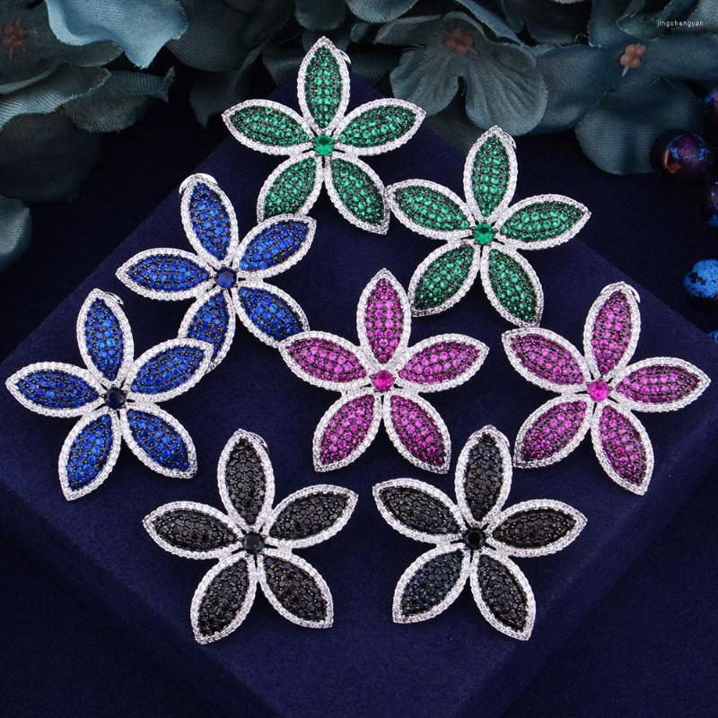 

Dangle Earrings GODKI 38mm Colorful Spring Luxury Geometric Floral Flower Full Cubic Zirconia Wedding Women Party Earring Fashion Jewelry