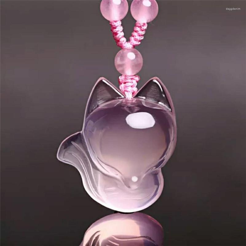 

Pendant Necklaces Genuine Natural Pink Stone Crystal Quartz Bead Animal Shape Woman Necklace