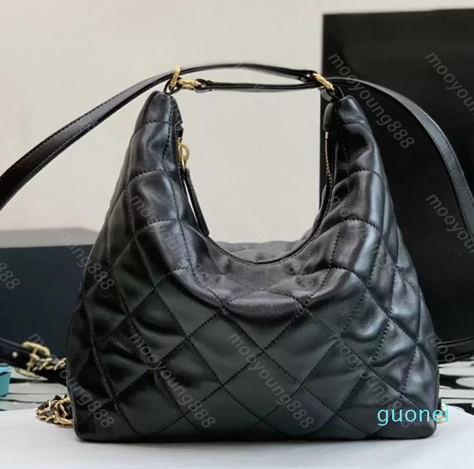 

Designer -Luxury Maxi Hobo Bag Handbag Womens Real Leather Quilted Black Purse Shoulder Bag, Black real leather