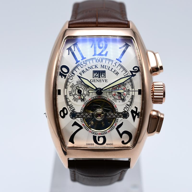 

Geneva luxury leather band tourbillon mechanical men watch dropshipping day date skeleton automatic men watches gifts FRANCK MULLER exquisite BLACK famous Mark