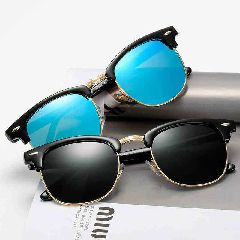 

Unknown Polarized Semi-Random Sunglass /Men 2021 Retro Brand Digner Glass Women Vintage The SunDWBF