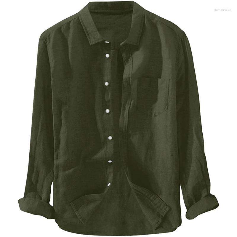 

Men's Casual Shirts Men's Men Shirt Vintage Long Sleeve Cotton Linen Stand Collar Solid Business Streetwear Harajuku 2022, White