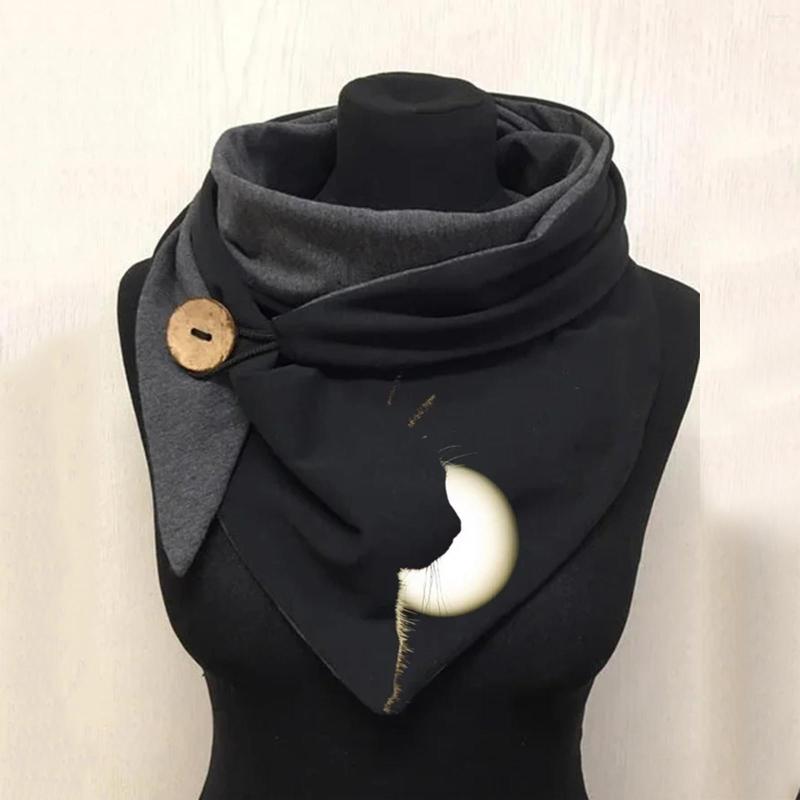 

Bandanas Halloween Skull Print Scarf Women Casual Printing Winter Warm Fashion Retro Multi-purpose Shawl Button Echarpe Femme