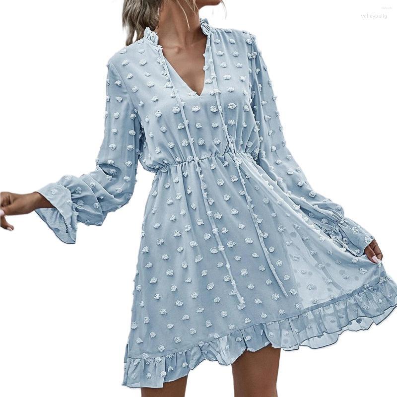 

Casual Dresses Floral Decor Women Dress Female Autumn Long Sleeve Vintage Chiffon Bow Tie Neck Office Lady Shirt Summer Vestidos